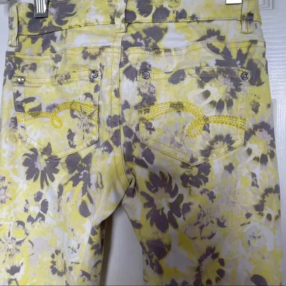 Justice girls yellow gray splash  leggings pants Size 12-S